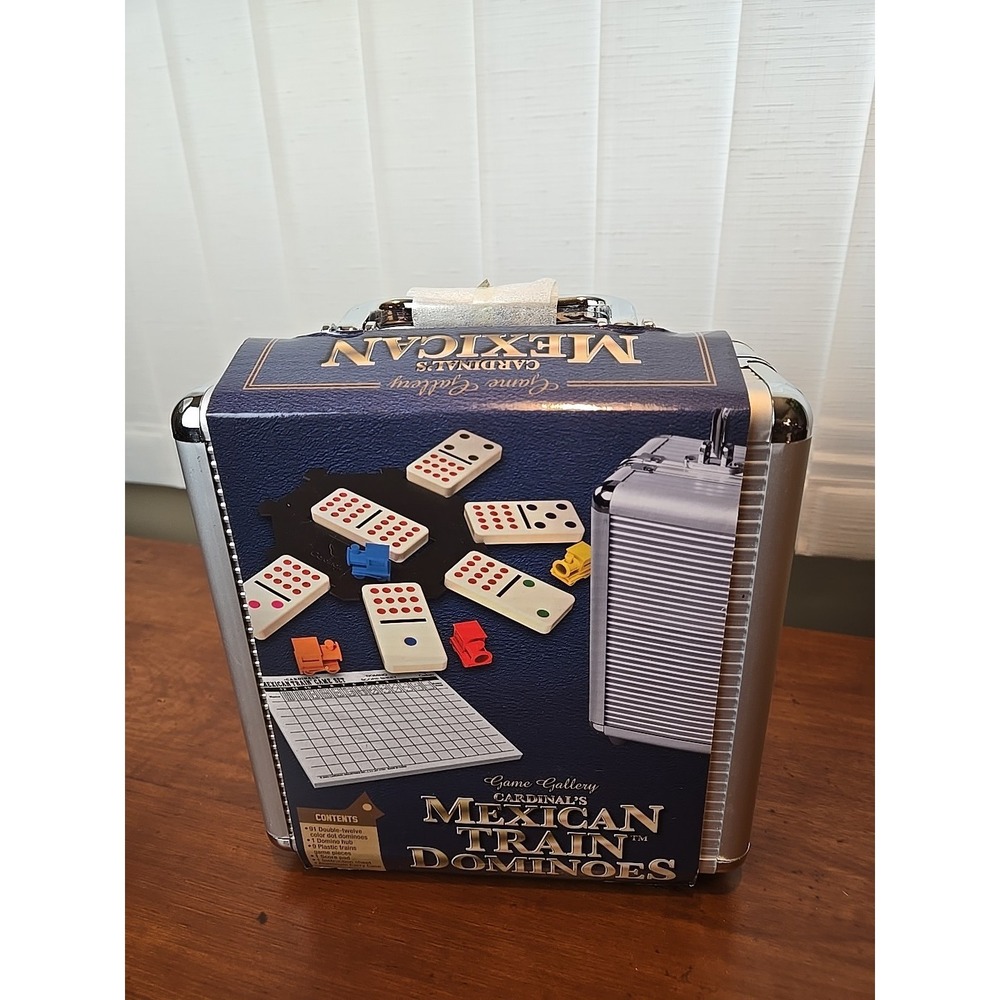Cardinal's Mexican Train Dominoes Family Board Game w Aluminum Carry Case NEW